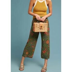 Anthropologie Ett:Twa Tropical Schuyler Cropped Pants Women's Small Wide Leg